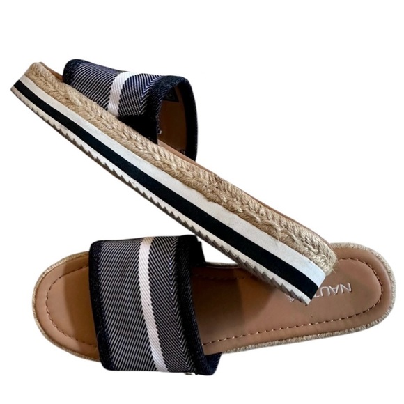 NAUTICA Tidegate Black White Stripe Espadrille Slides Slip On Sandals Womens 8.5 - Picture 15 of 15